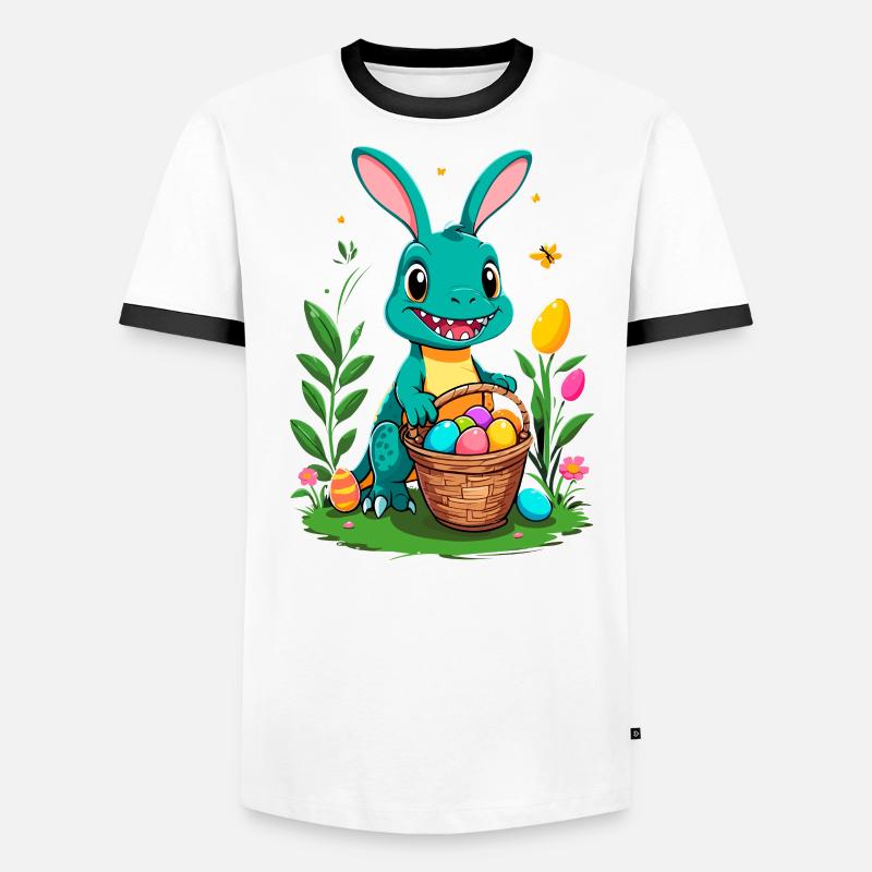 Iconic Easter Dinosaur Dinosaur Easter Bunny Men's Ringer Shirt