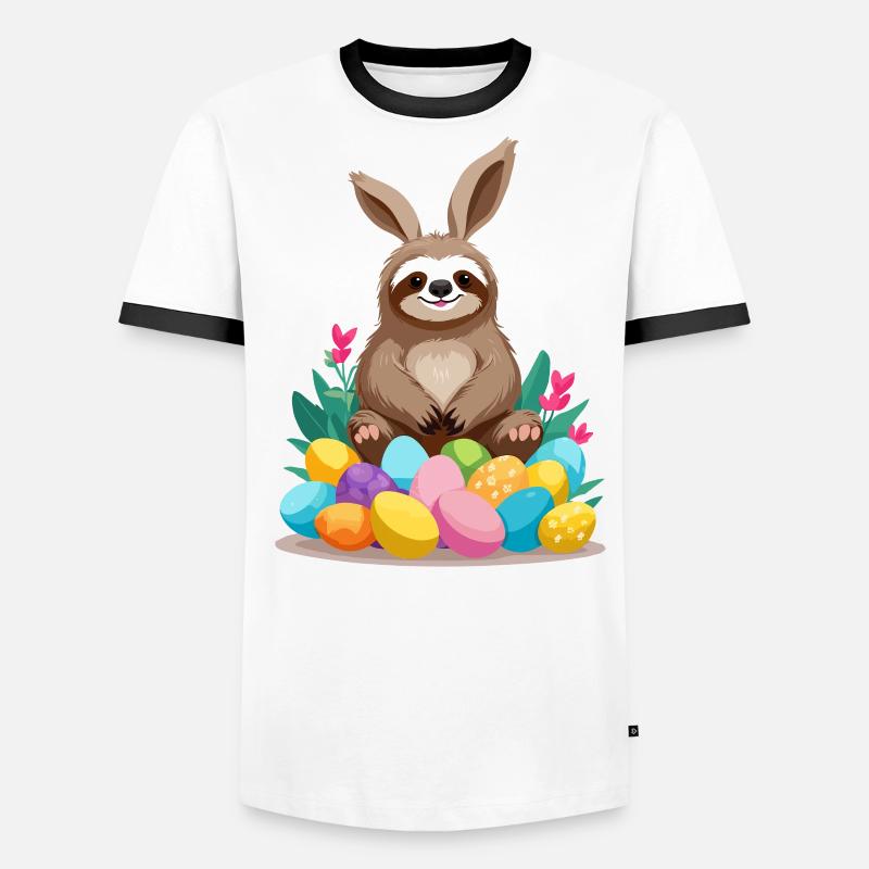 Funny Sloth Easter Bunny Cute Iconic Men's Ringer Shirt