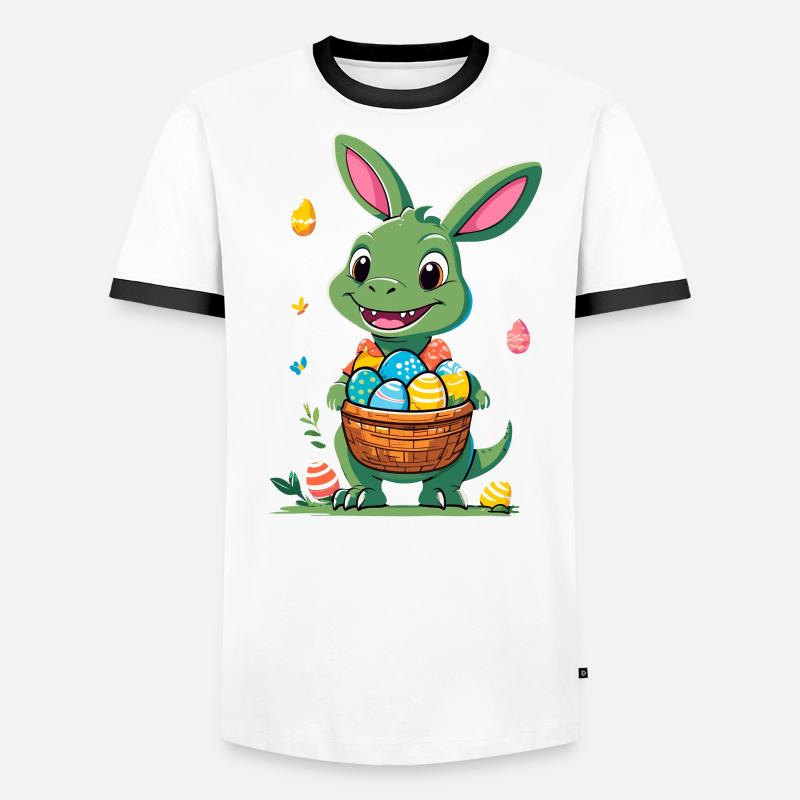 Iconic Easter Dinosaur Dinosaur Easter Bunny Men's Ringer Shirt