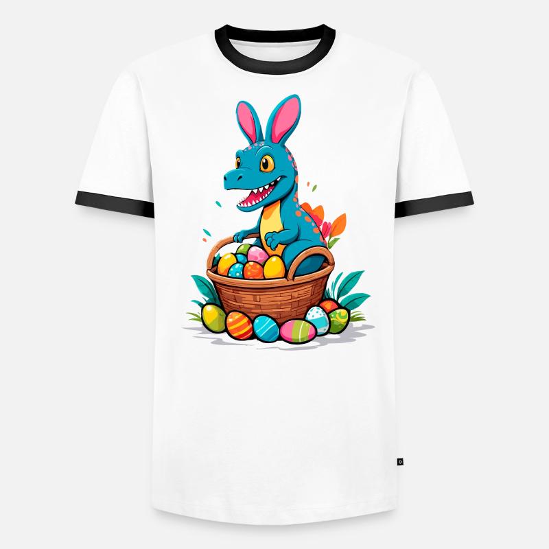 Iconic Easter Dinosaur Dinosaur Easter Bunny Men's Ringer Shirt