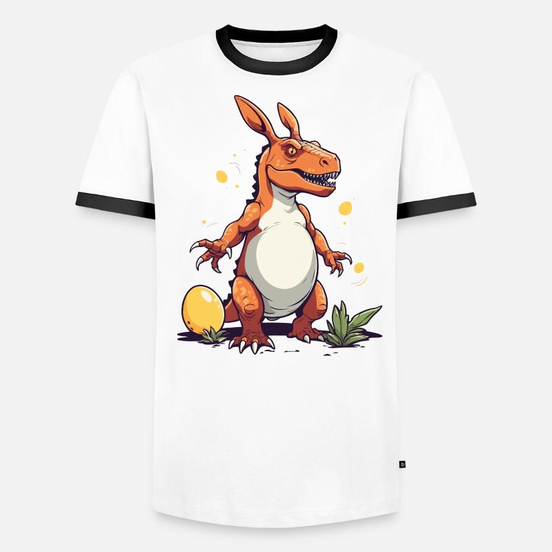 Iconic Easter Dinosaur and Dinosaur Easter Bunny Men's Ringer Shirt