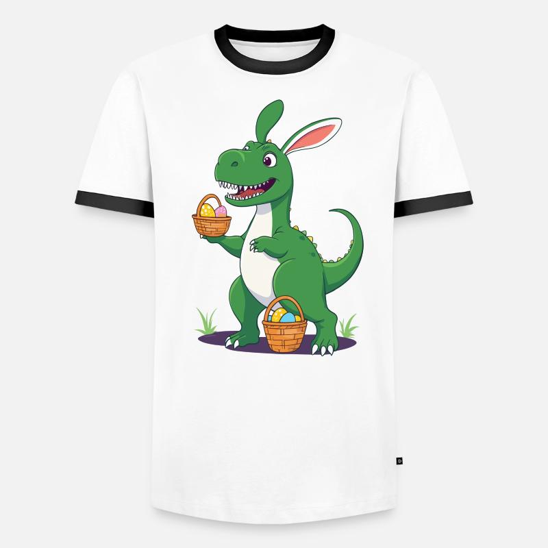 Iconic Easter Dinosaur Dinosaur Easter Bunny Men's Ringer Shirt