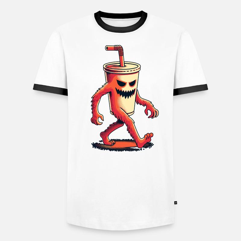 Scary Monster Drinking Cup Drinks Men's Ringer Shirt