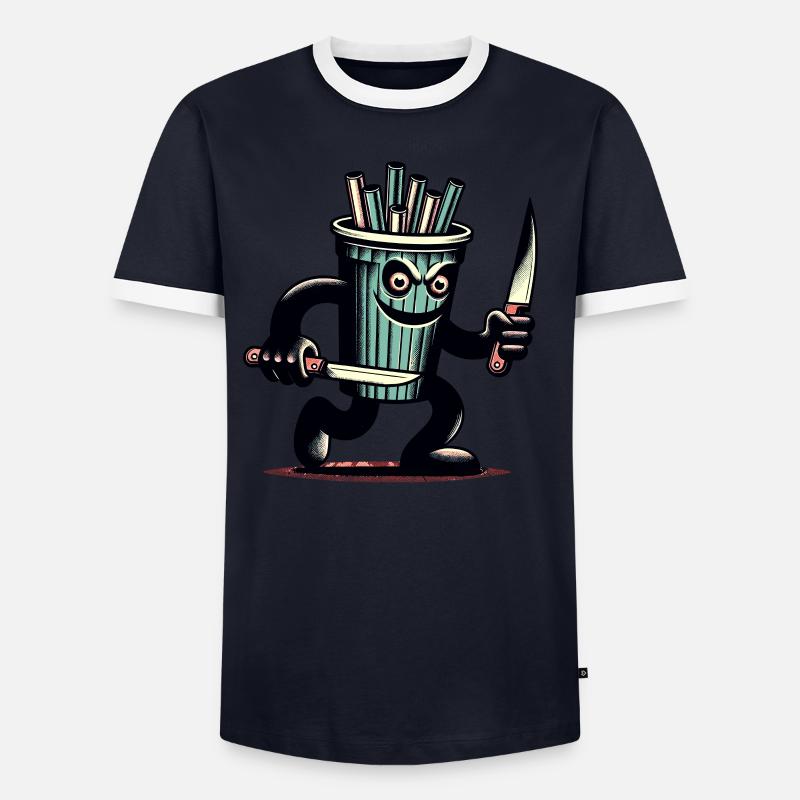 Scary Psycho Drinking Cup Drinks - Men's Ringer Shirt - undefined