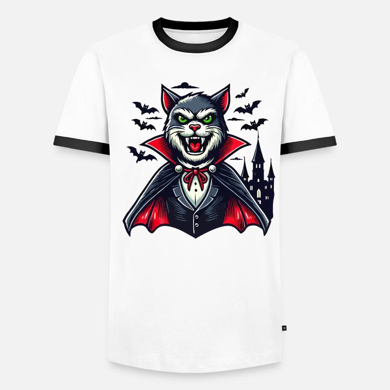Chat vampire Chat d’Halloween mignon T-shirt contrasté Homme
