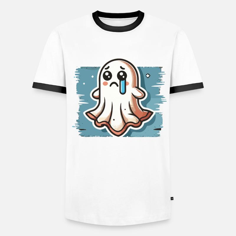 Sad Ghost Cute Weeping Ghosts Men's Ringer Shirt