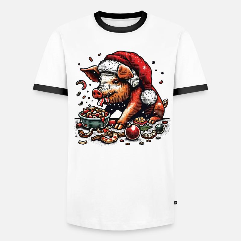 Christmas gluttony devoured with funny Men's Ringer Shirt