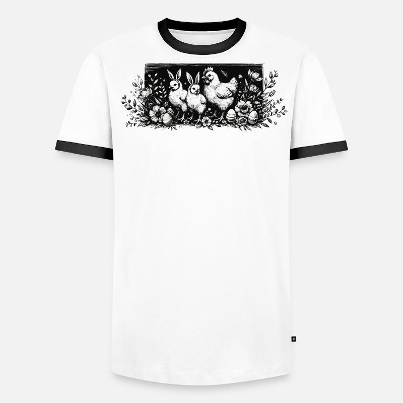 Easter Chickens Chicks Easter Bunnies Retro Cottagecore Men's Ringer Shirt