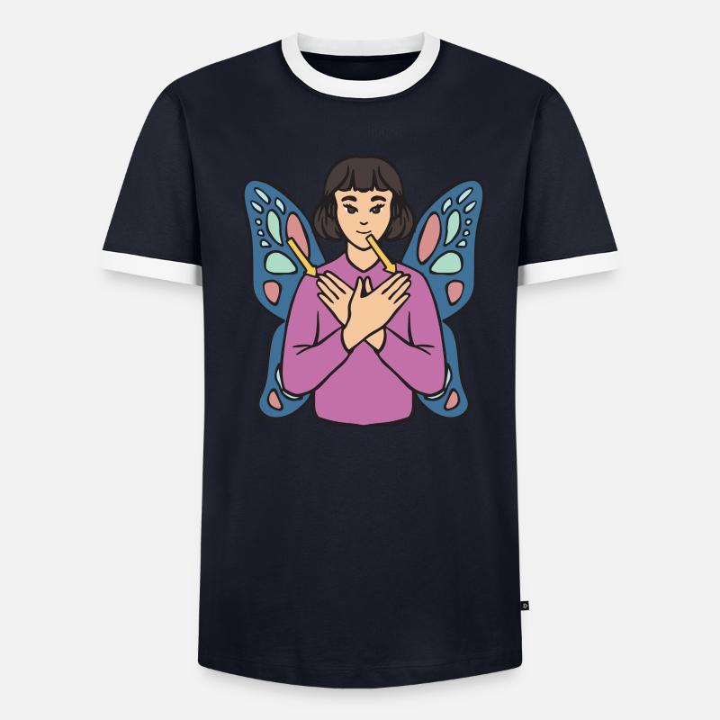 Papillon ASL Geste de la main sourd T-shirt contrasté Homme