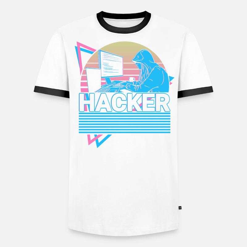 Hacker Coding Programmierer Vaporwave Ästhetisches Männer Kontrast-T-Shirt