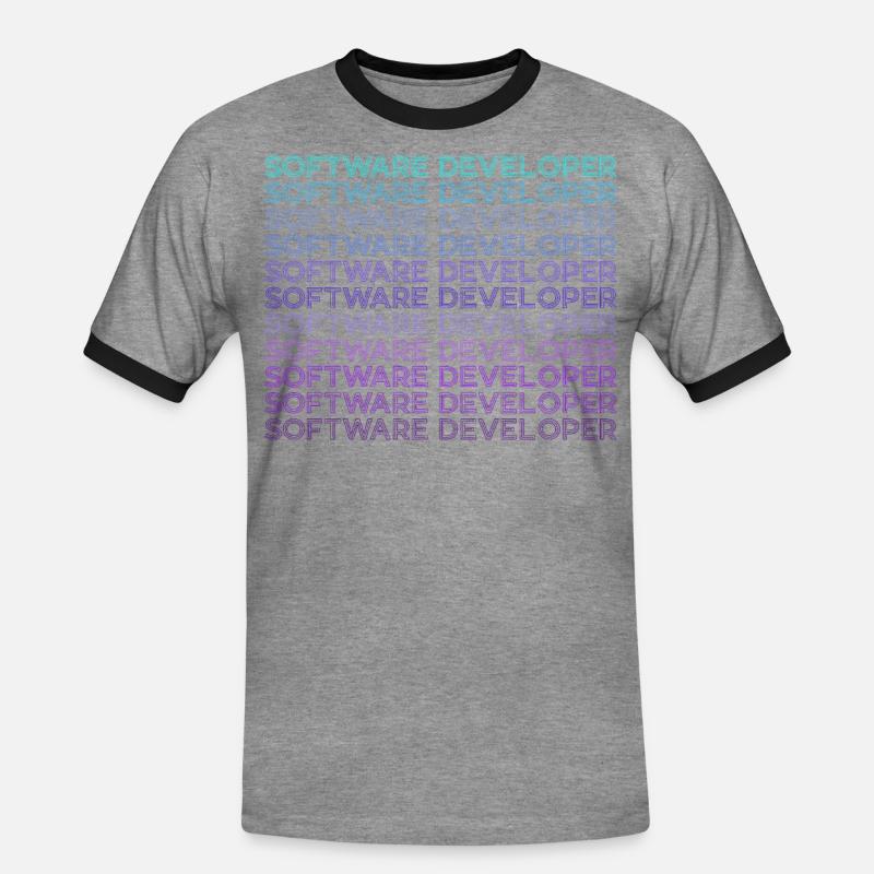 Softwareentwickler Computerprogrammierer Retro - Männer Kontrast-T-Shirt - Grau meliert/Schwarz