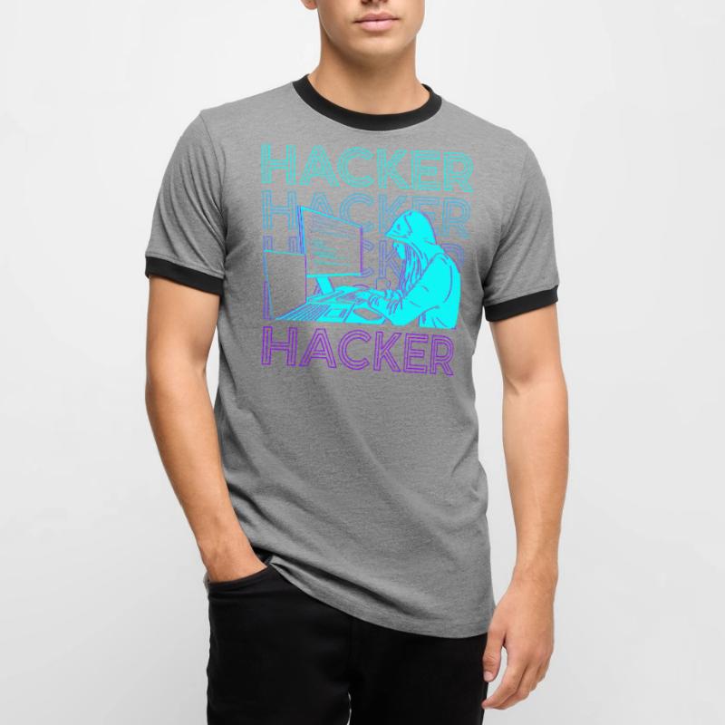 Hacker Hacking Hack Codage Programmation Rétro T-shirt contrasté Homme