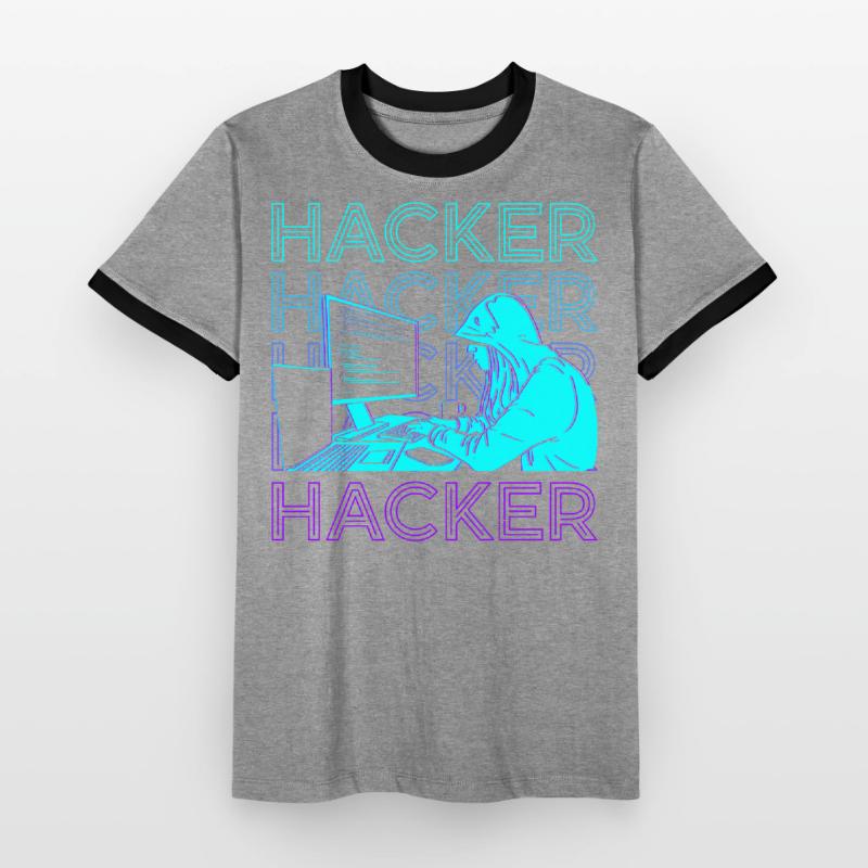 Hacker Hacking Hack Codage Programmation Rétro T-shirt contrasté Homme