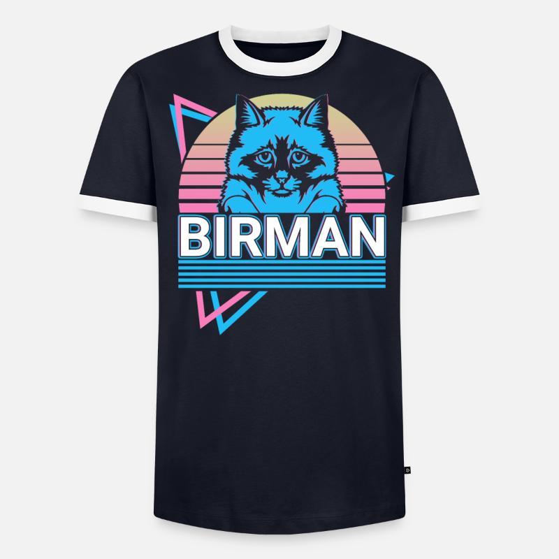 Chat birman Rétro T-shirt contrasté Homme