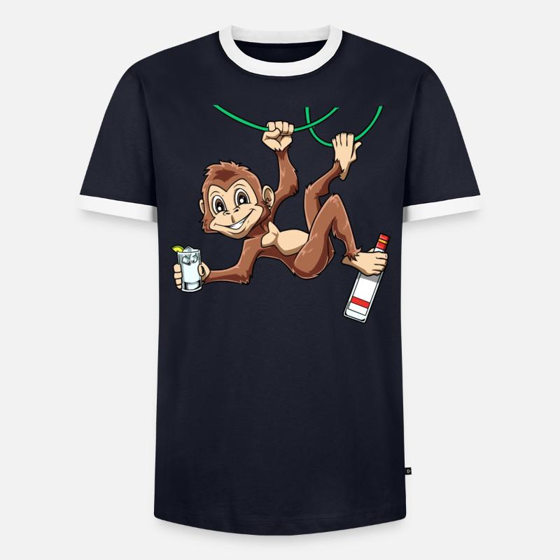 Lustiger Affe mit Korn Schimpanse Männer Kontrast-T-Shirt