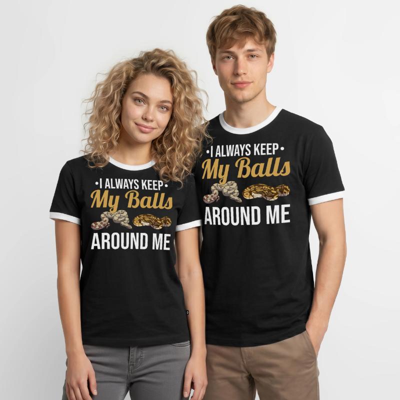 Funny Ball Python Snake Men's Ringer Shirt