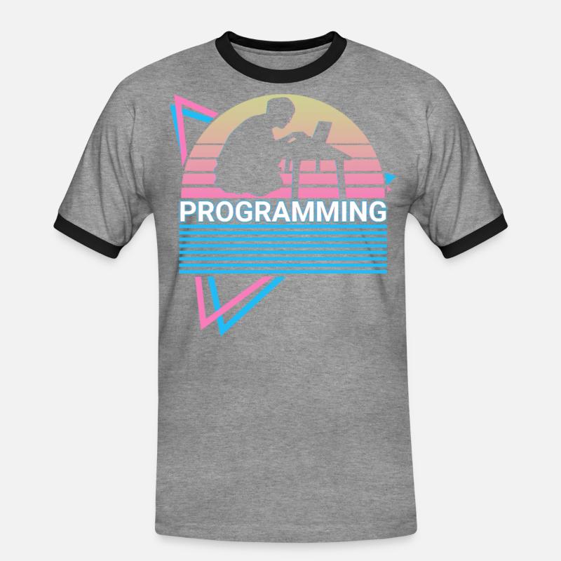 Programmierung Programmierer Retro - Männer Kontrast-T-Shirt - Grau meliert/Schwarz