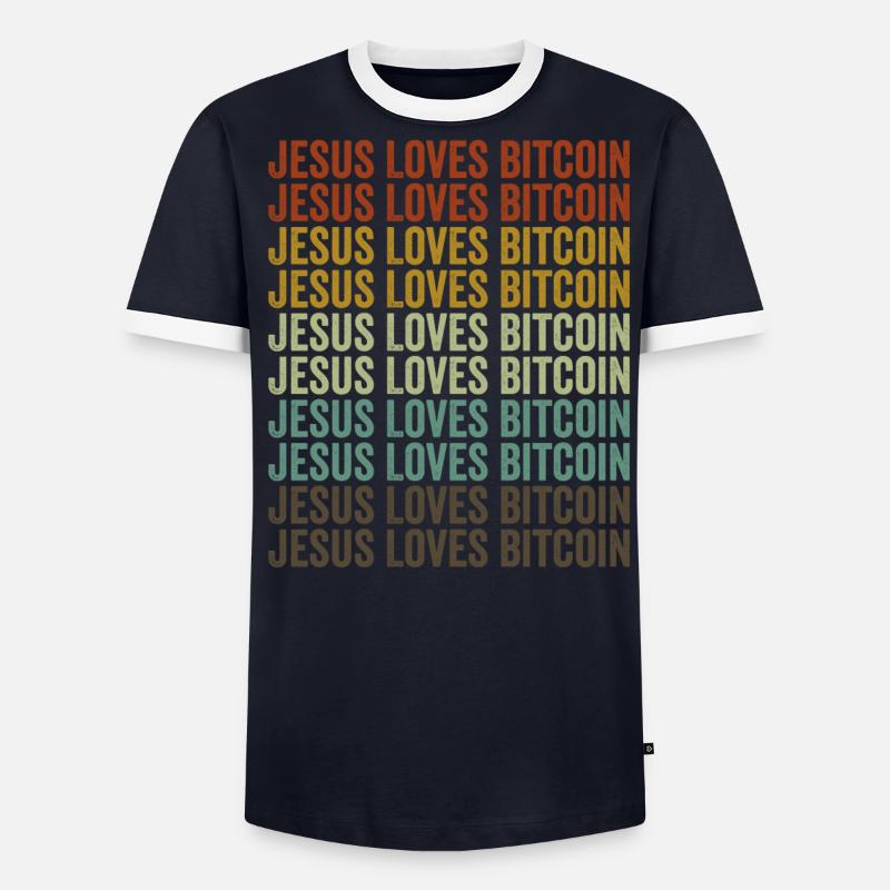 Jésus aime Bitcoin T-shirt contrasté Homme