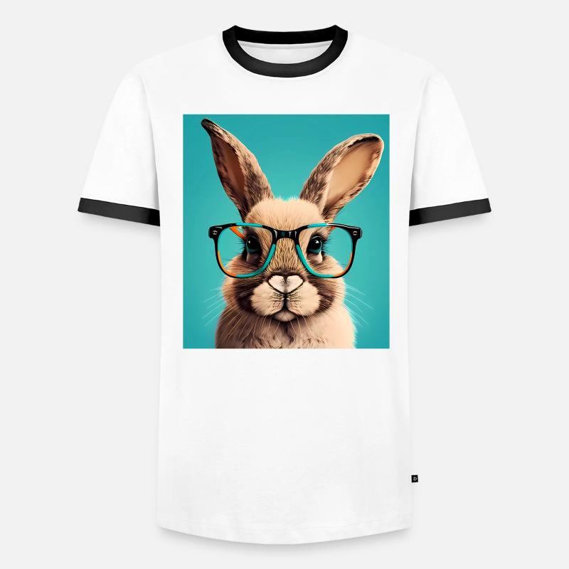 Cute Rabbit Face Rabbit Glasses Read Men's Ringer Shirt