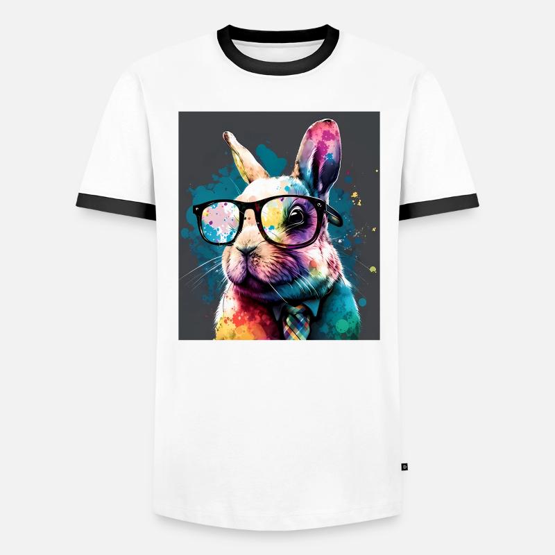Cute Rabbit Face Rabbit Glasses Read Men's Ringer Shirt