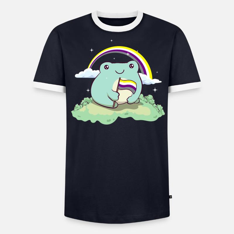Non-binary Pride Flag Cute Frog Subtle Men's Ringer Shirt