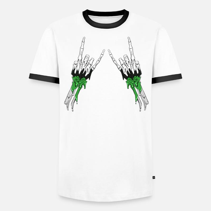 Demiromantic Pride Flag Devil's Horn Skeleton S Men's Ringer Shirt