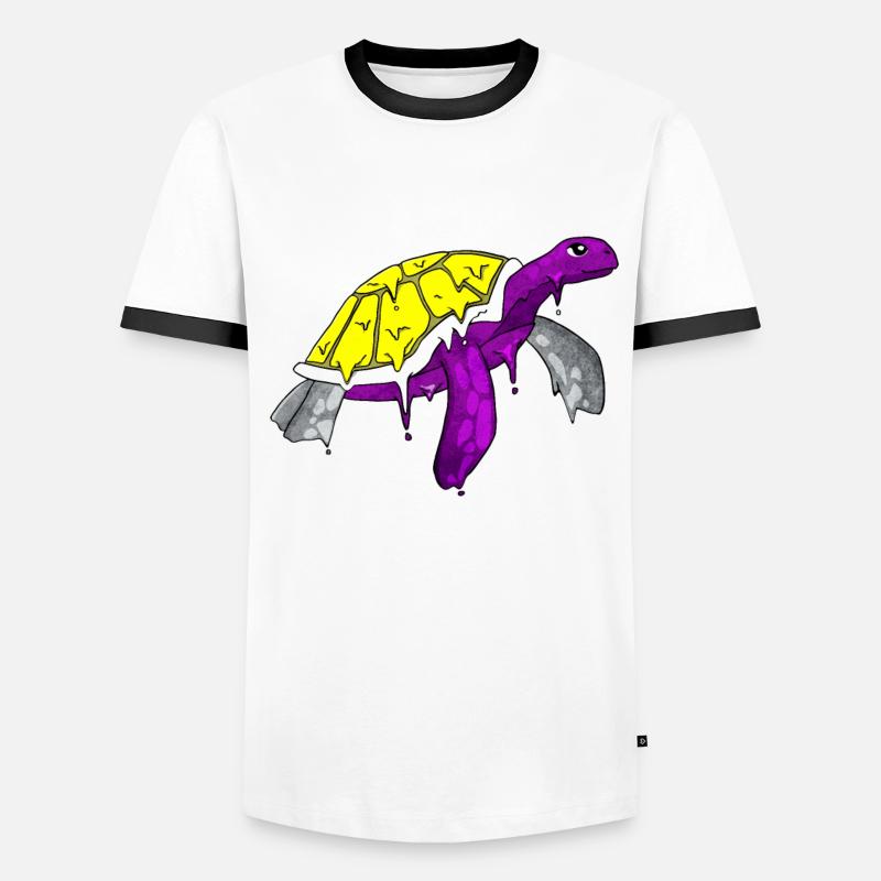 Non Binary Pride Flag Sea Turtle Subtle Men's Ringer Shirt