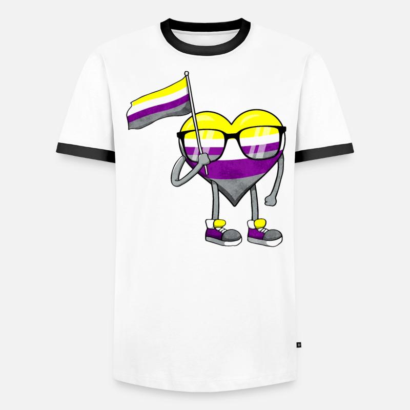 Non Binary Pride Flag Heart Sublte LGBTQ Men's Ringer Shirt