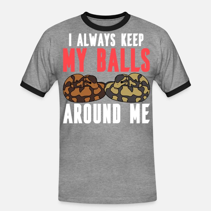 Ball python snake - Men's Ringer Shirt - heather grey/black
