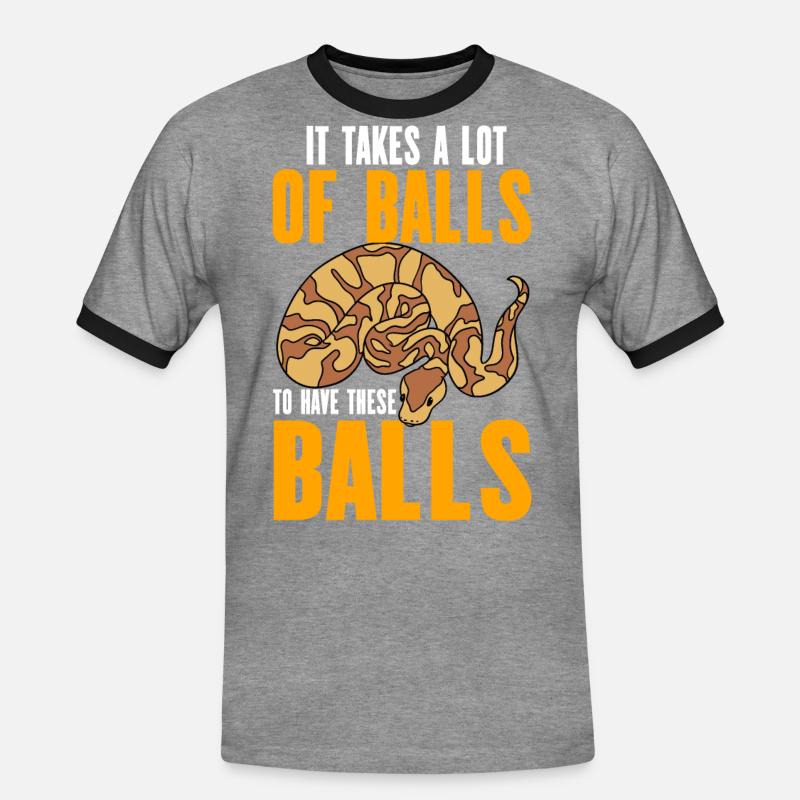 Ball Python Snake - Men's Ringer Shirt - heather grey/black