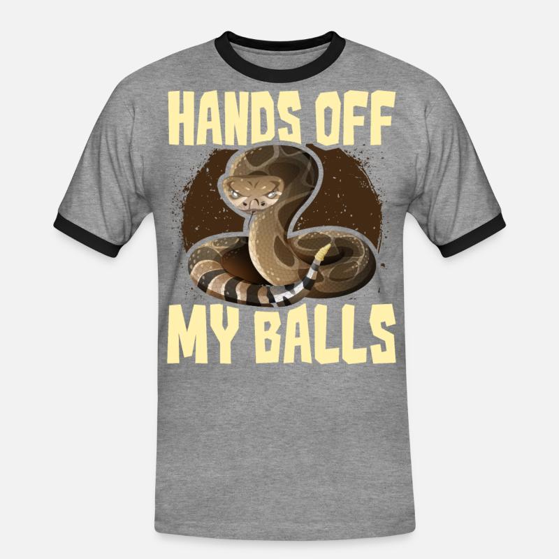 Ball Python Snake - Men's Ringer Shirt - heather grey/black