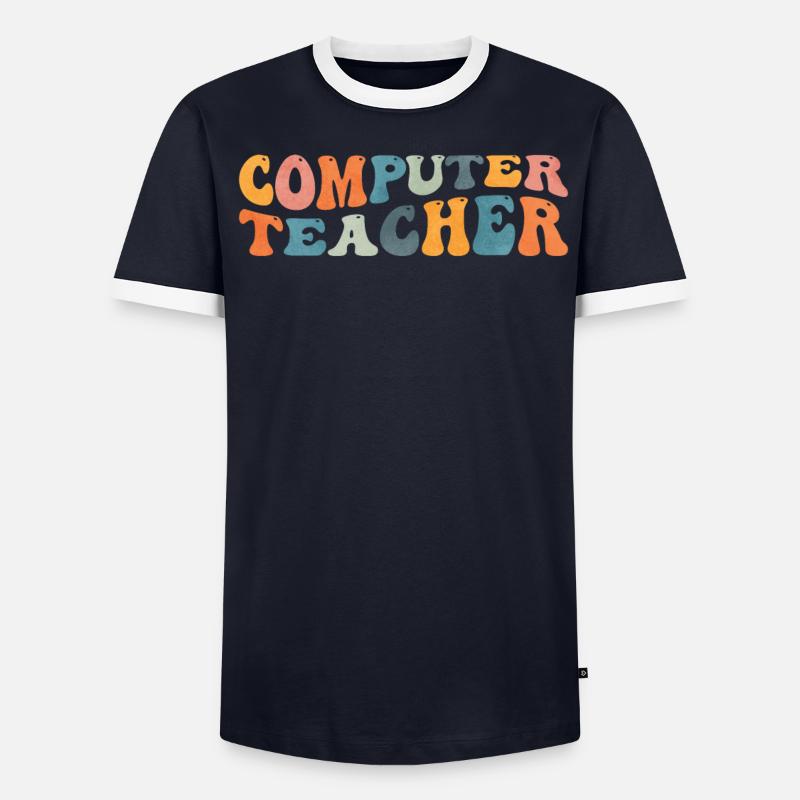 Groovy Computer Teacher Lessons Men's Ringer Shirt