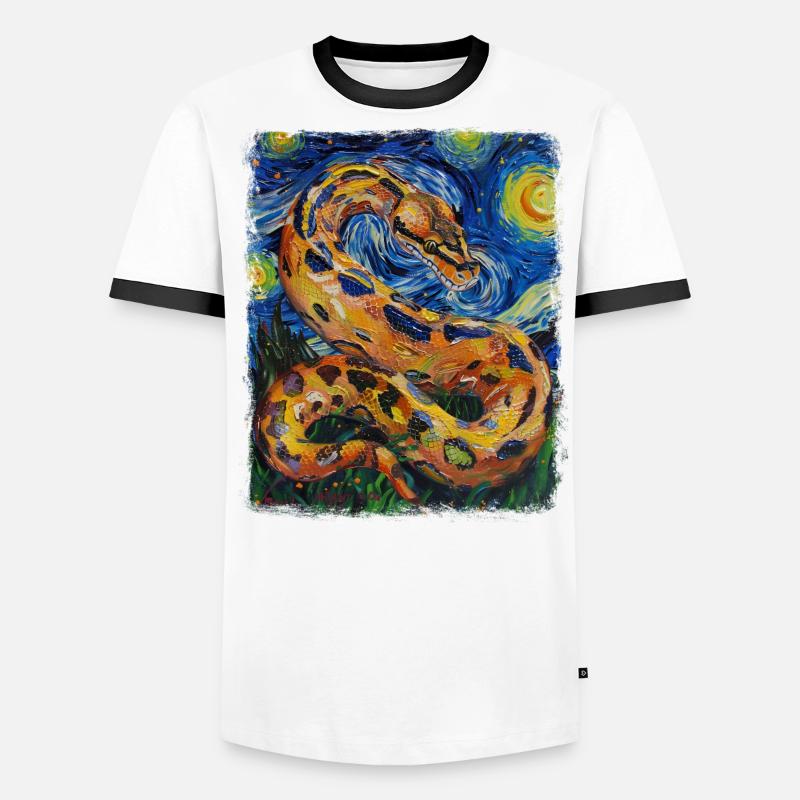 Peinture de nuit étoilée de serpent de python royal T-shirt contrasté Homme