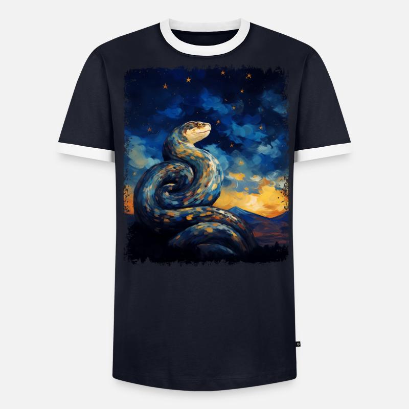 Kugelpython Schlange Sternennacht Gemälde - Männer Kontrast-T-Shirt - undefined