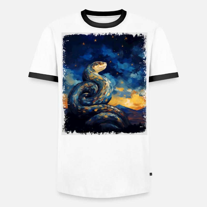 Peinture de nuit étoilée de serpent de python royal T-shirt contrasté Homme