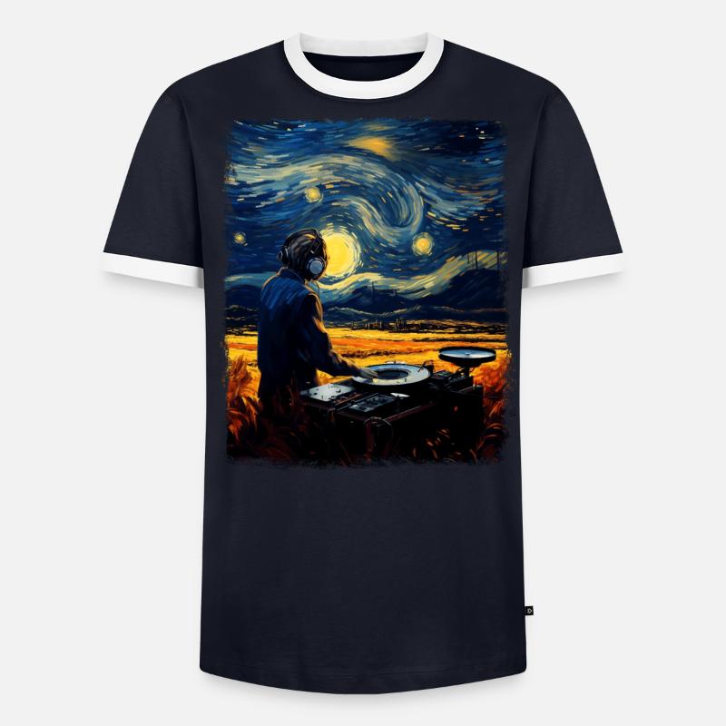 Disc Jockey Music Player DJ Turntable Stars Men's Ringer Shirt
