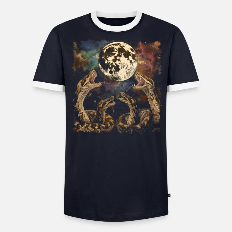 Kugelpython Schlange Heulender Mond - Männer Kontrast-T-Shirt - undefined