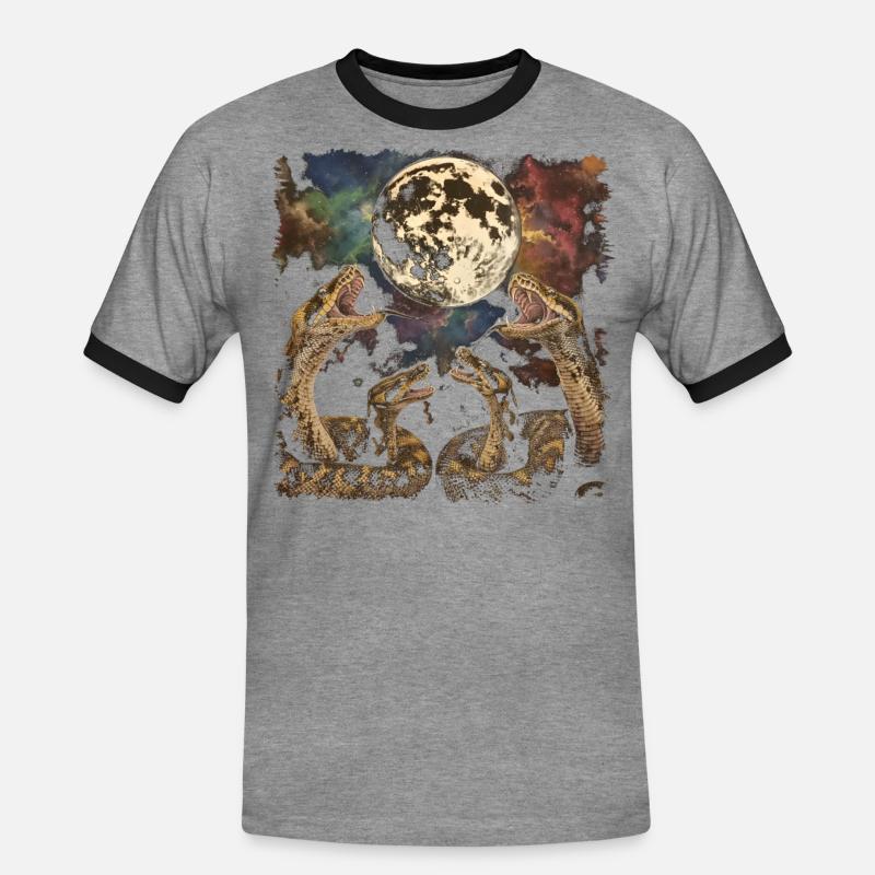 Kugelpython Schlange Heulender Mond - Männer Kontrast-T-Shirt - Grau meliert/Schwarz