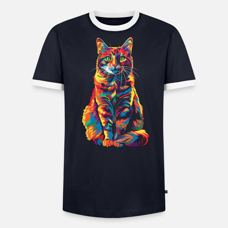 Orange Katze Tabby Katze Popart Männer Kontrast-T-Shirt