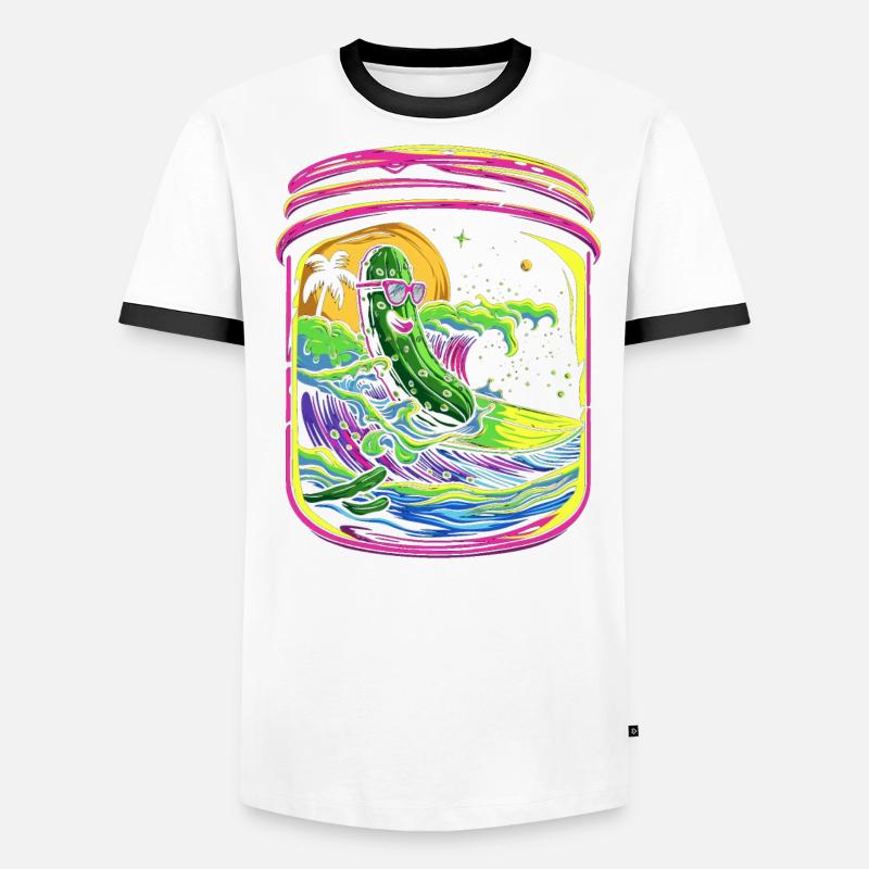 concombre concombre aneth plage surf lunettes de soleil pop art T-shirt contrasté Homme