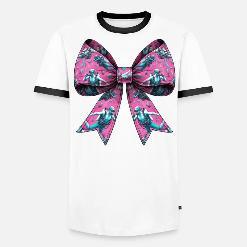 Coquette Bow Diving Mom Diver Pattern Pink Men's Ringer Shirt