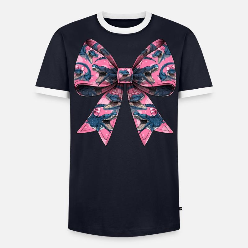 Coquette Bow Mosasaurus Dinosaur Pattern - Men's Ringer Shirt - undefined