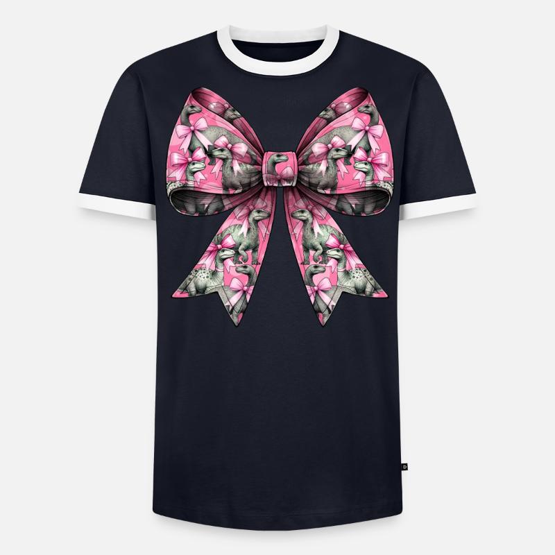 Coquette Bow Brontosaurus Dinosaur Pattern - Men's Ringer Shirt - undefined