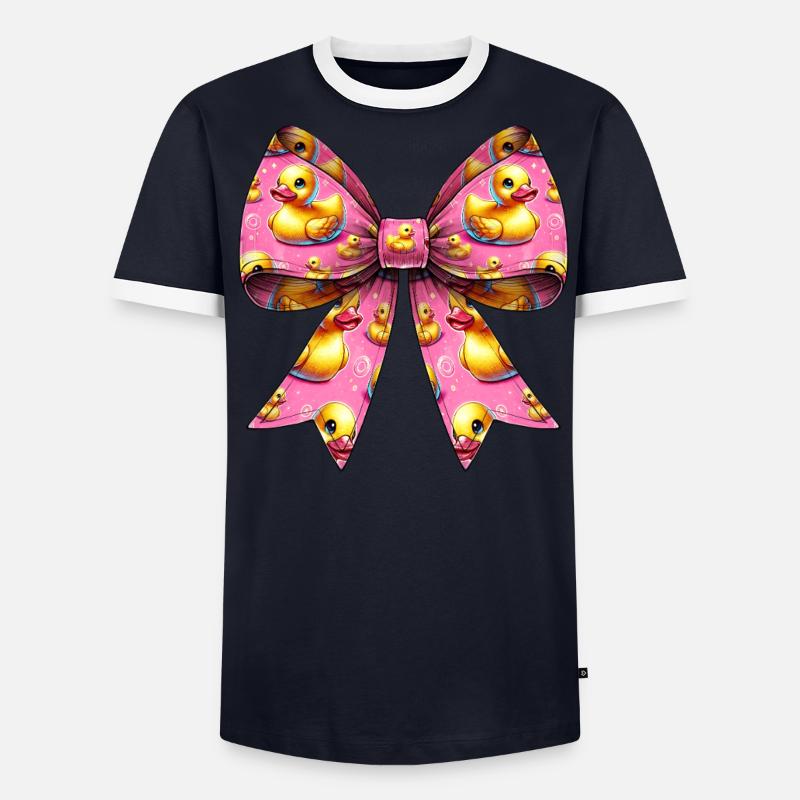 Coquette Bow Rubber Ducky Pattern Mom Men's Ringer Shirt