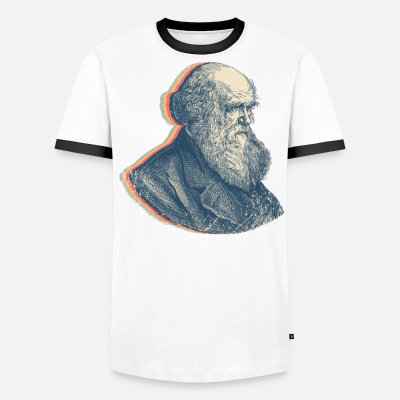 Charles Darwin Evolutionstheorie Retro-Linienkunst Männer Kontrast-T-Shirt