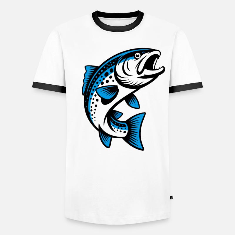 Springende Forelle Männer Kontrast-T-Shirt