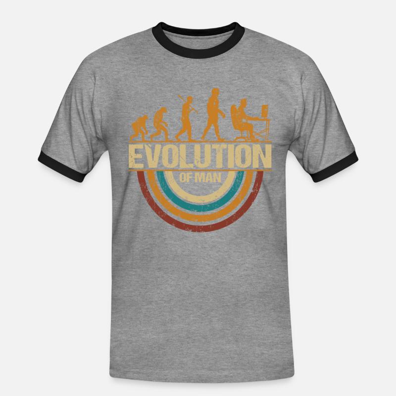 Programmierer Computerfreak Evolution Retro - Männer Kontrast-T-Shirt - Grau meliert/Schwarz