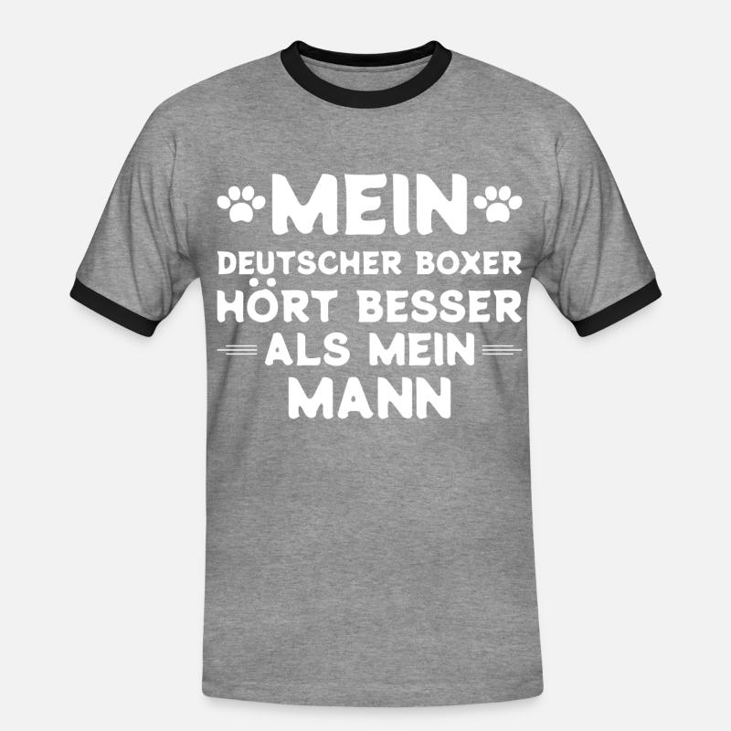 Deutscher Boxer Ehemann - Männer Kontrast-T-Shirt - Grau meliert/Schwarz