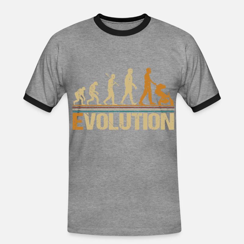 Dad dad with stroller Evolution - Men's Ringer Shirt - heather grey/black