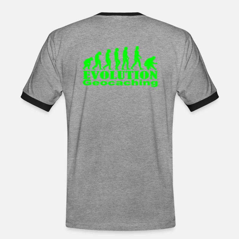 Evolution Geocaching - Männer Kontrast-T-Shirt - Grau meliert/Schwarz